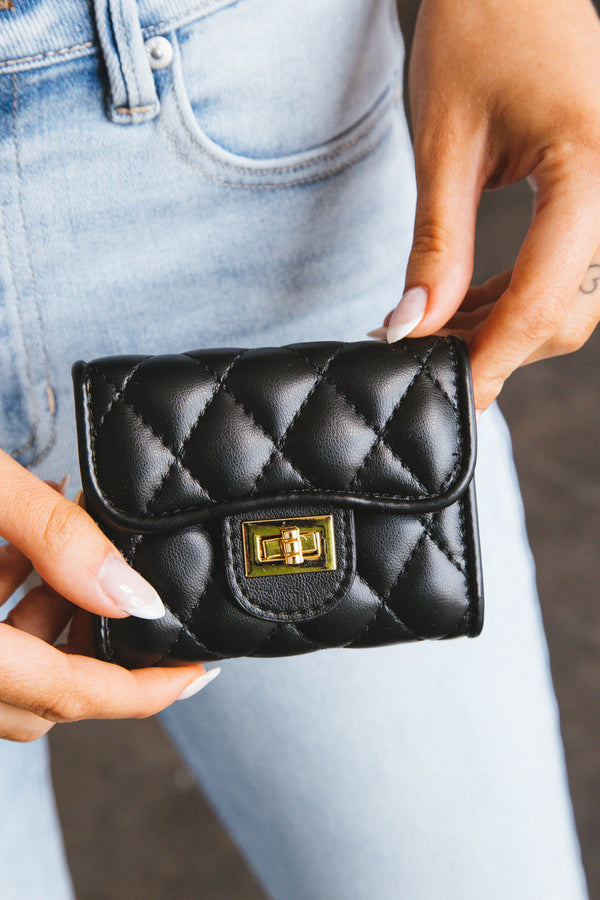 Briella Quilted Card Holder, Black