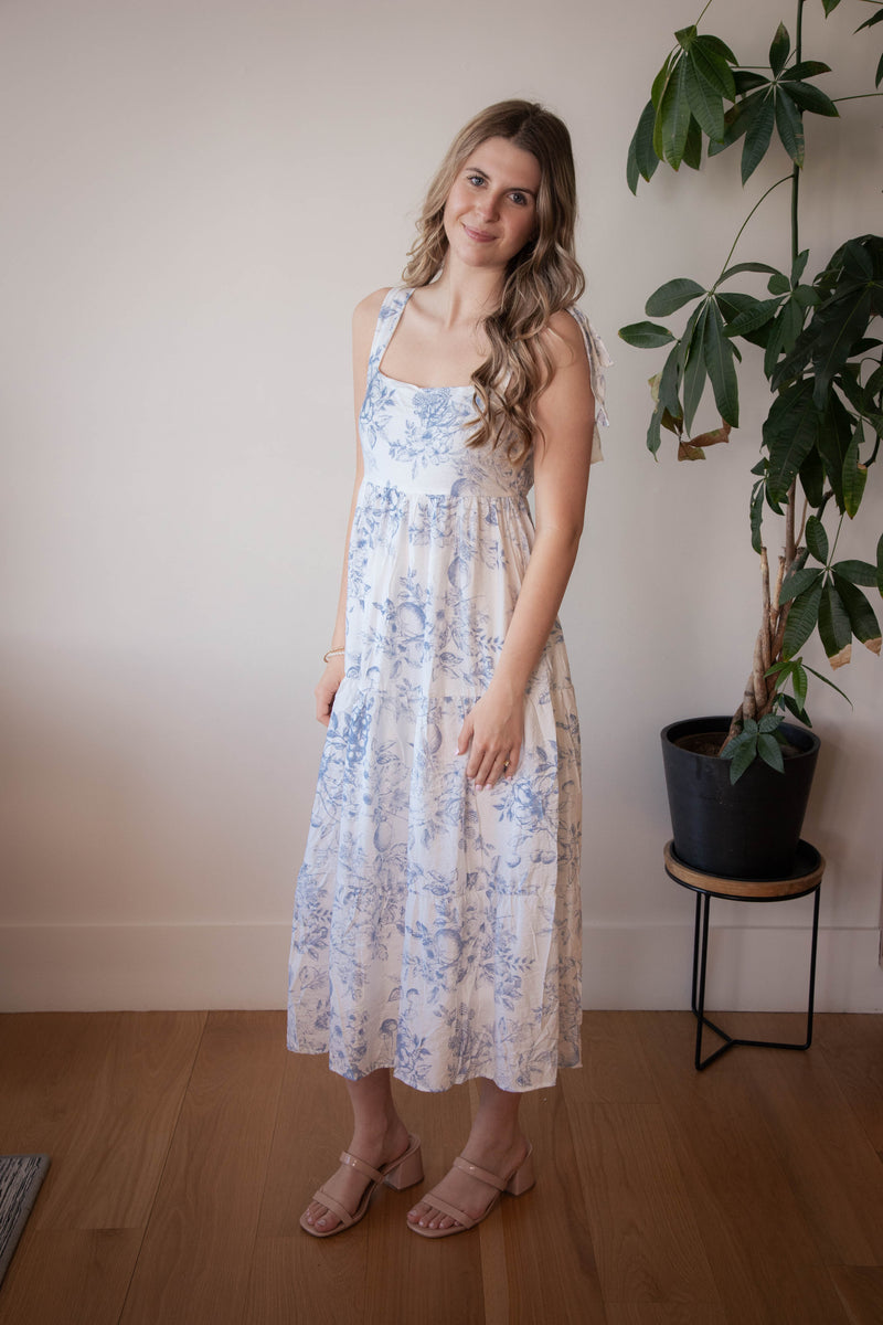 Eloise Fruit Blossom Midi Dress, Blue