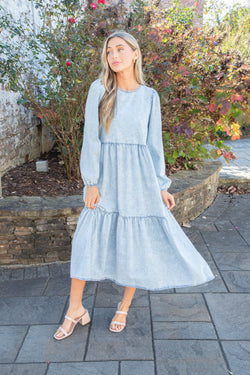 Rena Acid Wash Midi Dress, Washed Denim