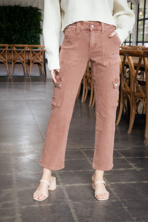 Dixie Patch Pocket Cargo Jeans, Red Brick