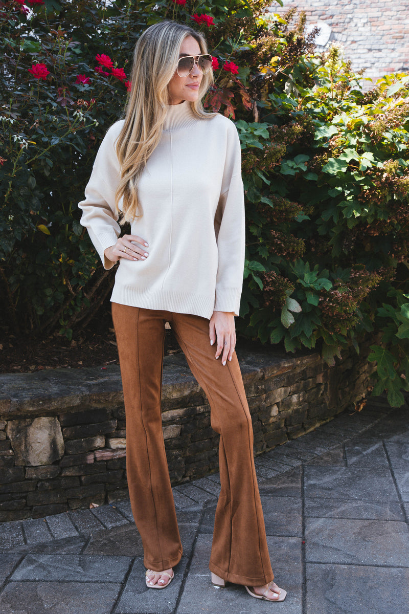 Faux Suede Rich Caramel Flare Pants curated on LTK