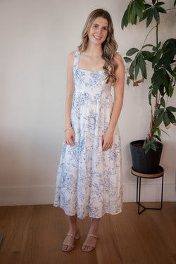 Eloise Fruit Blossom Midi Dress, Blue