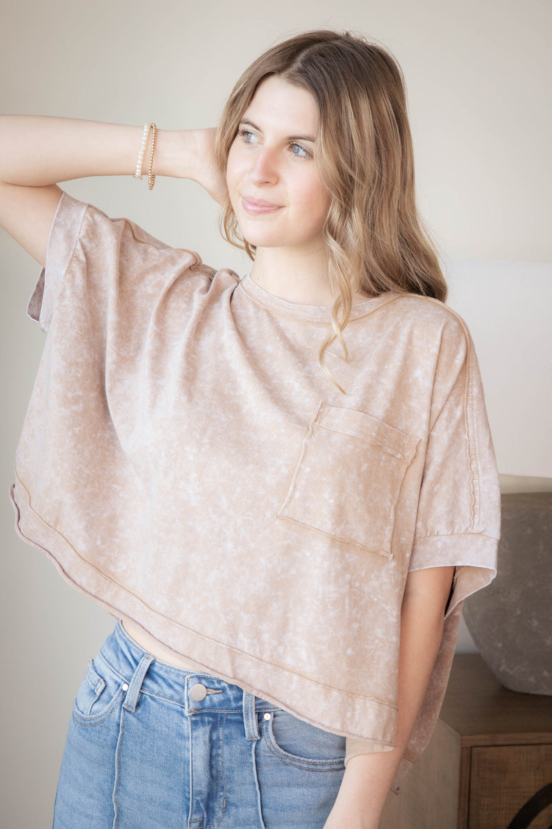 Arya Oversized Crop Knit Top, Taupe