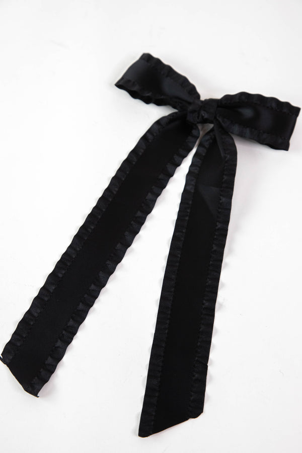 Montana Scalloped Ribbon Hair Clip, Black