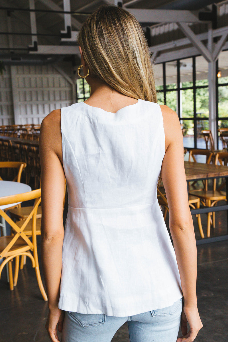 Harmony Linen Vest, White