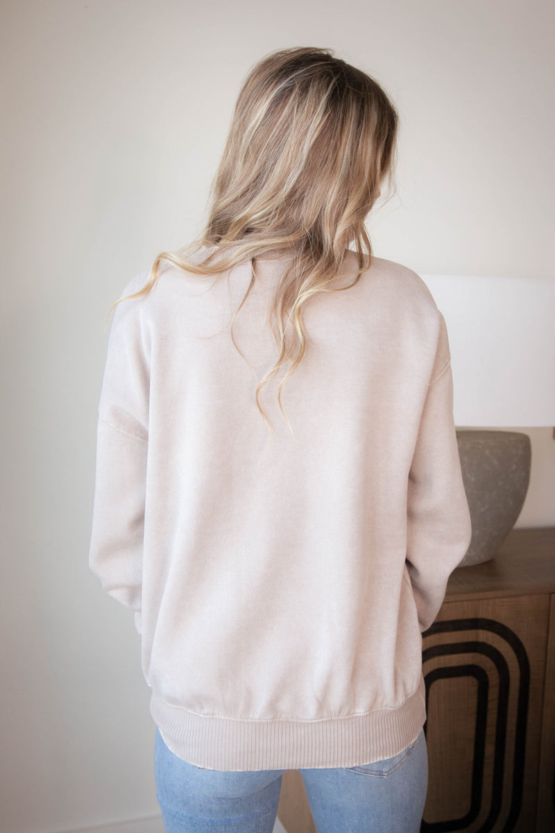 Stormi Acid Washed Fleece Pullover, Ash Mocha