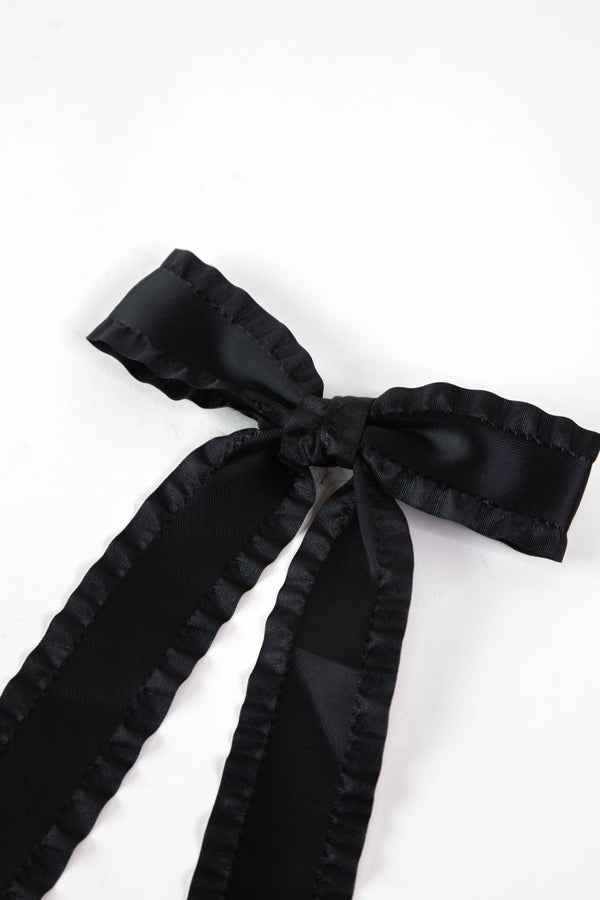 Montana Scalloped Ribbon Hair Clip, Black