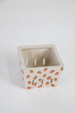 Stoneware Berry Basket, Strawberries