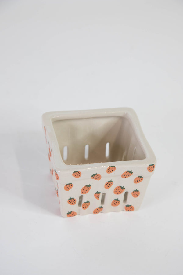 Stoneware Berry Basket, Strawberries