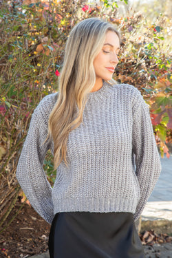 Martina Sequined Sweater, Heather Grey | Steve Madden