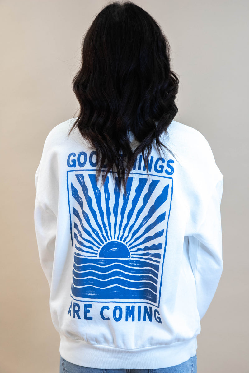 Horizon Good Things Are Coming Sweatshirt, Sea Salt | Z Supply