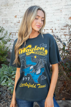 Waylon Jennings Littlefield TX Tee, Vintage Black | Daydreamer