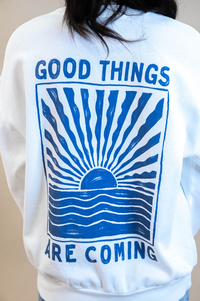 Horizon Good Things Are Coming Sweatshirt, Sea Salt | Z Supply