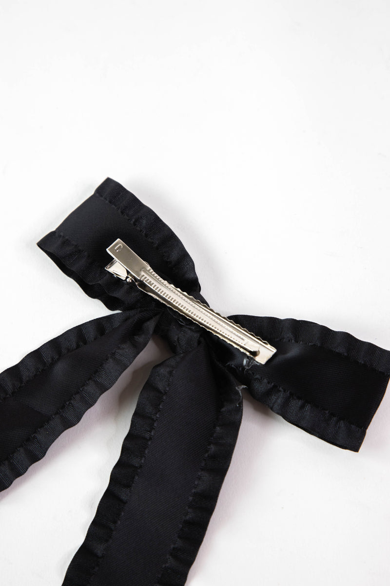 Montana Scalloped Ribbon Hair Clip, Black