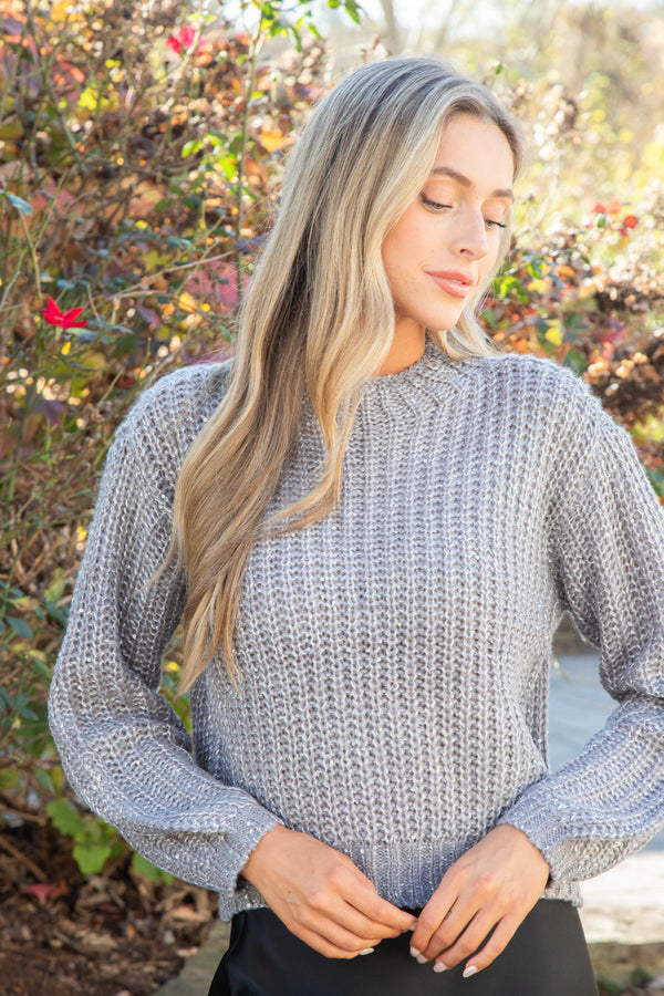 Martina Sequined Sweater, Heather Grey | Steve Madden