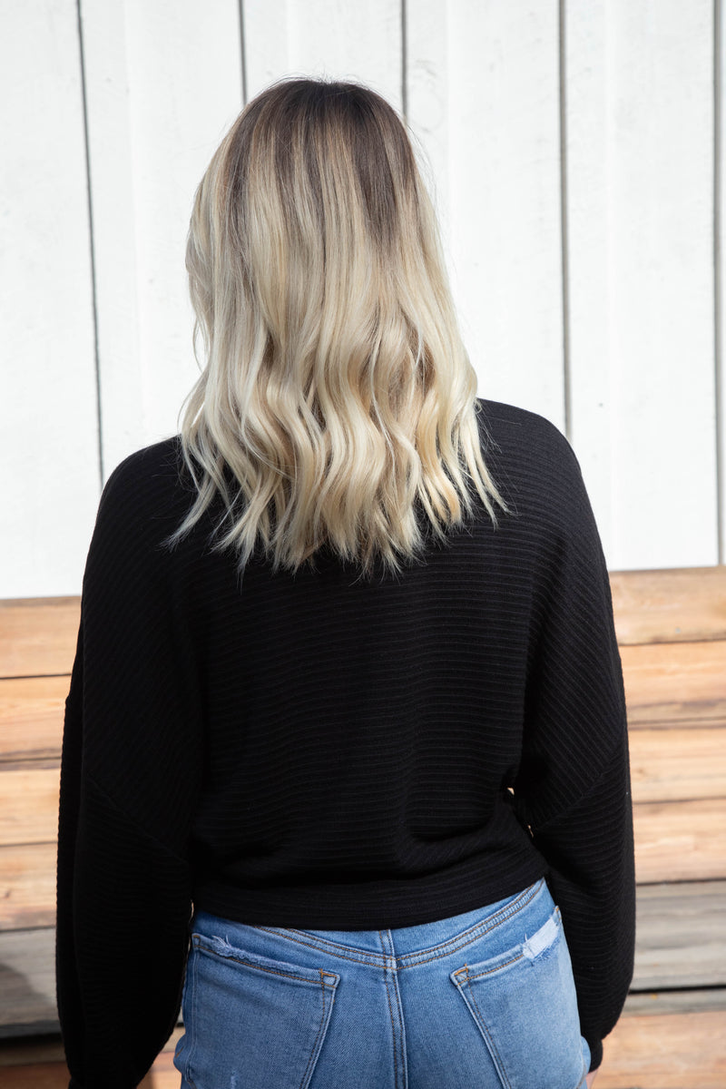 On A Stroll Crew Neck Top, Black | Sadie & Sage