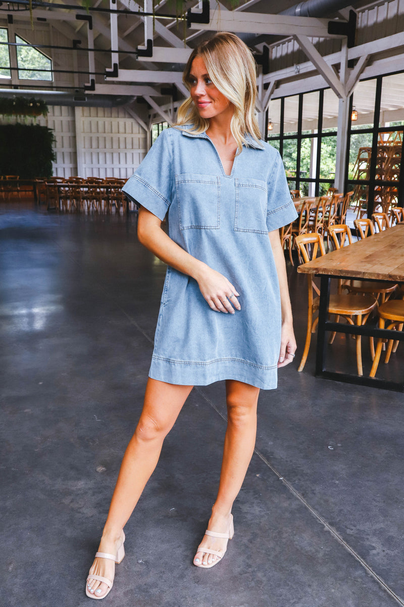 Charley Collared Mini Dress, Denim