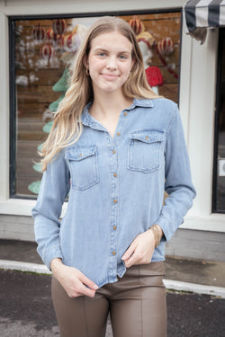 William Button Down Denim Shirt, Light Skyfall | Velvet Heart