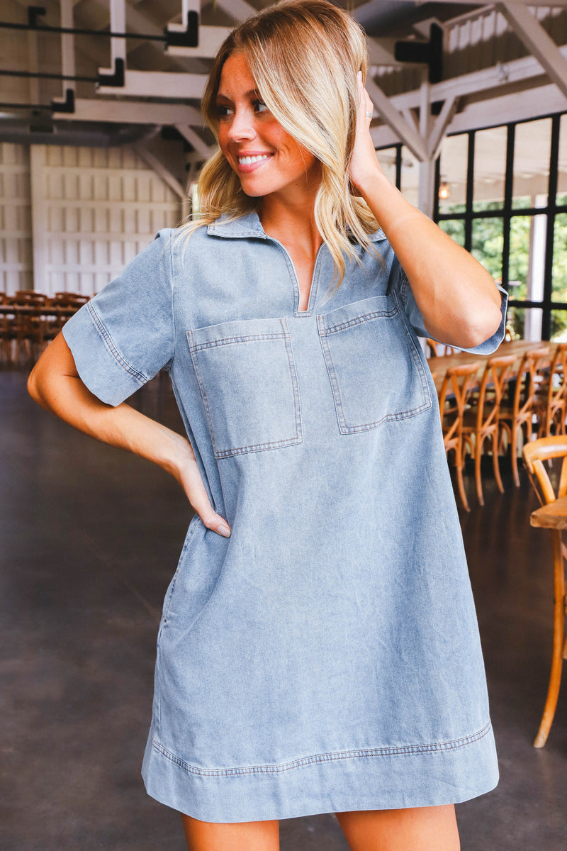 Charley Collared Mini Dress, Denim