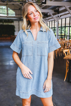 Charley Collared Mini Dress, Denim