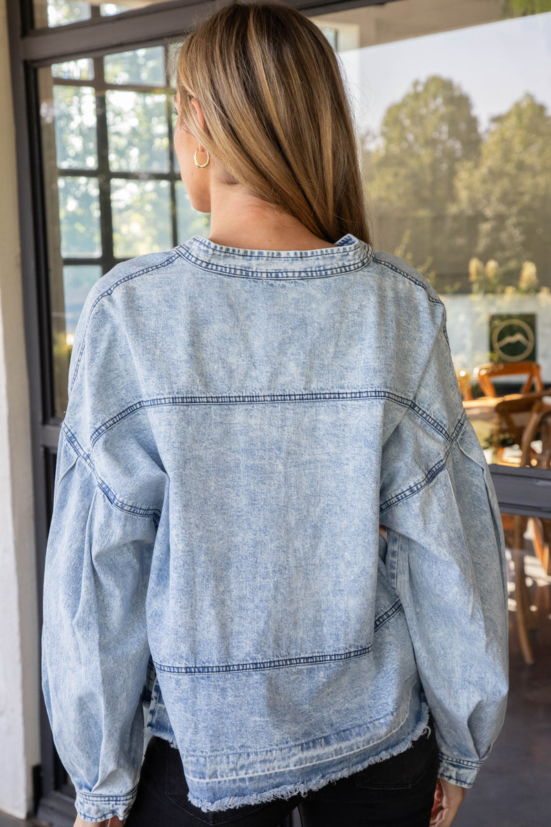 Kathleen Fray Hem Top, Denim