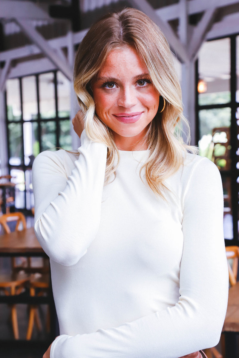 Ronan Crewneck Top, Ivory | Sadie & Sage