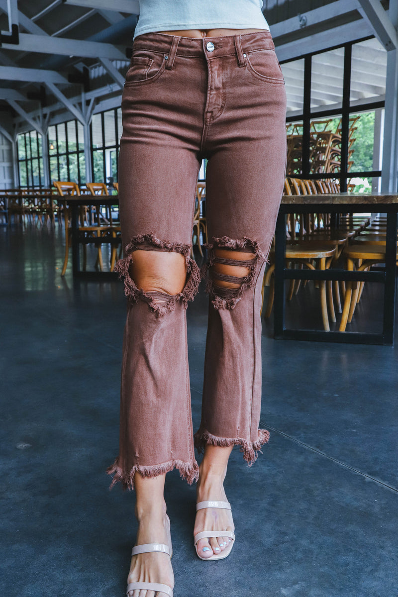 Braelyn Distressed Jeans, Espresso