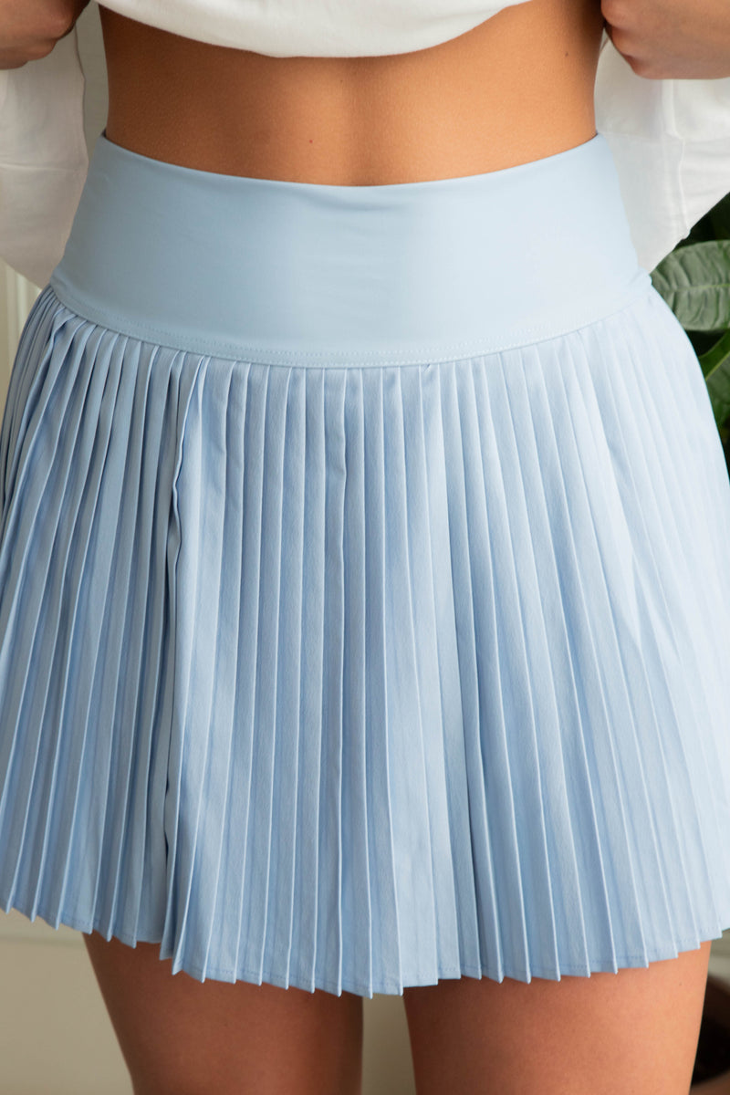 Blakely Pleated Activewear Skort, Sky