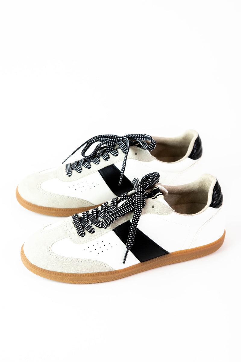 Sydney Low Top Retro Sneaker, Black & White | ShuShop