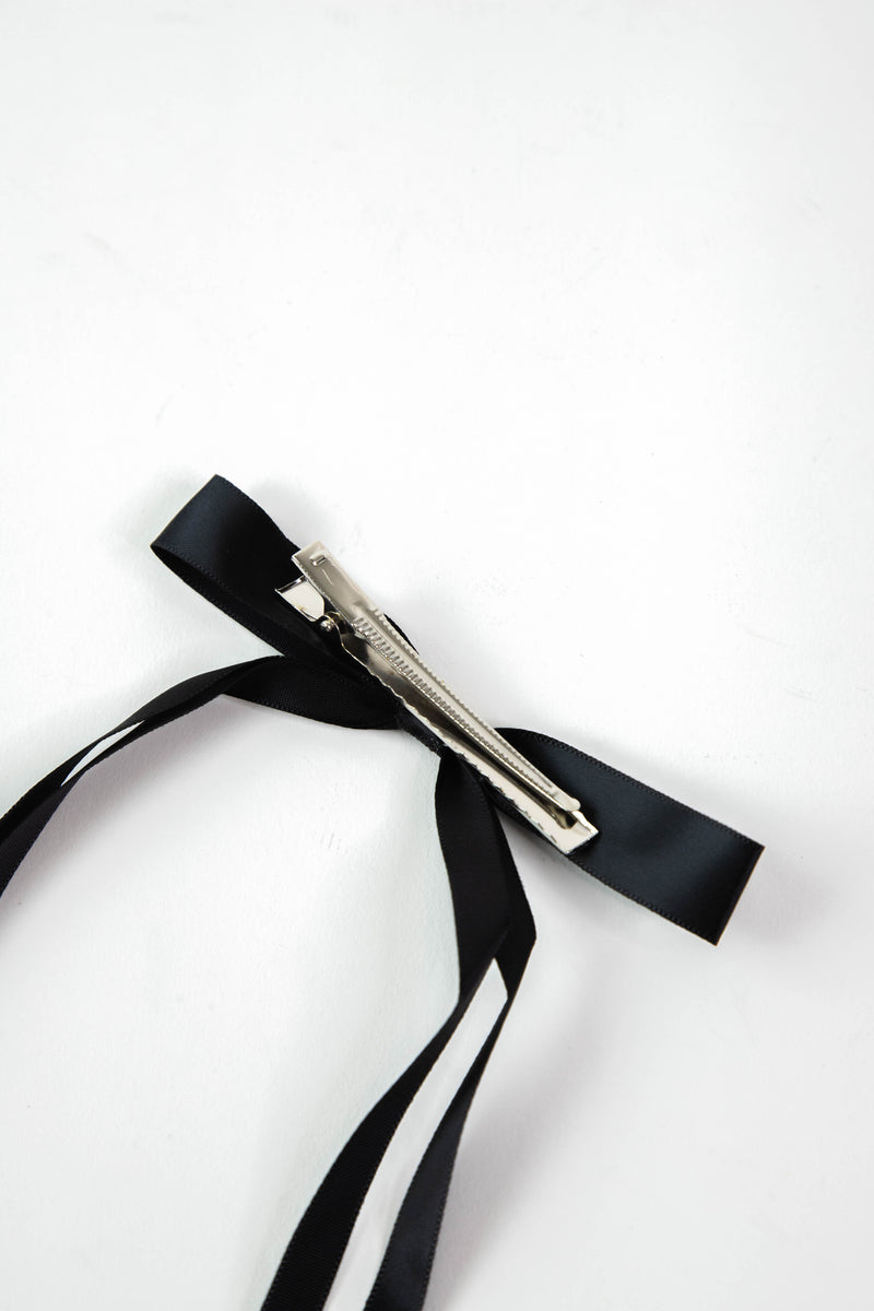 Vivi Long Bow Hair Clip, Black