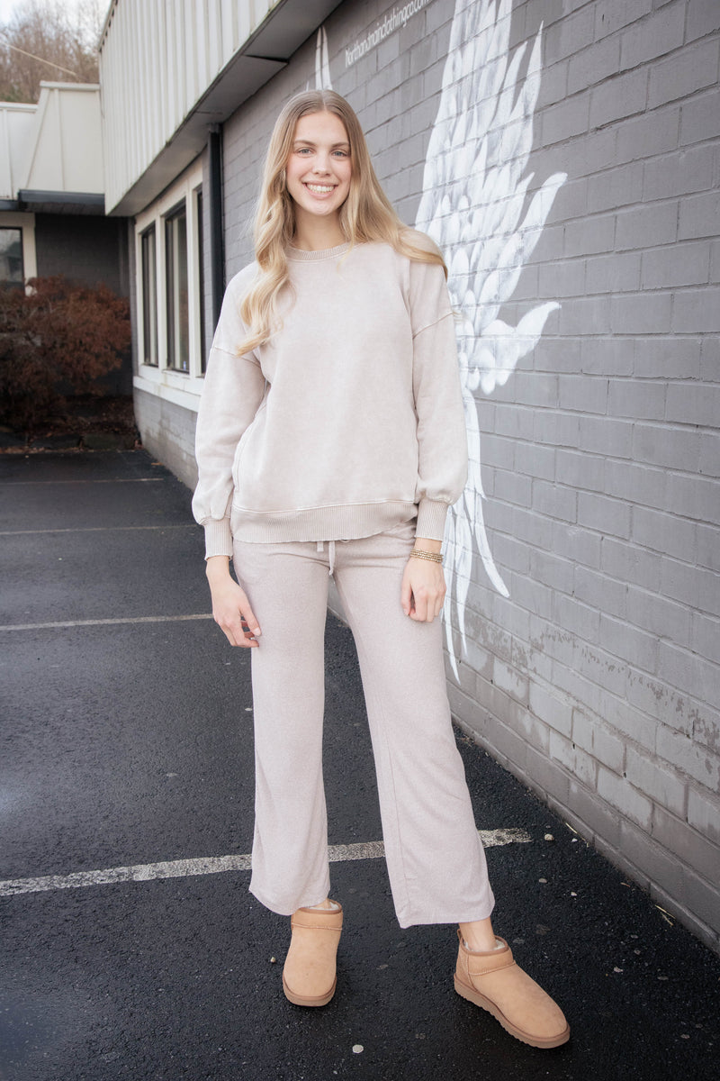 Elise Soft Melange Hacci Pants, Ash Mocha