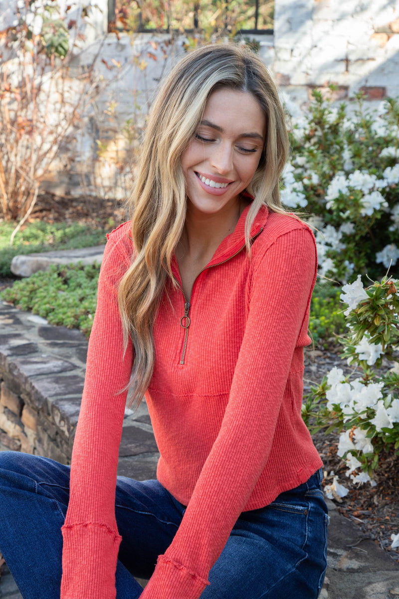 Midnight Half Zip, Red | Free People