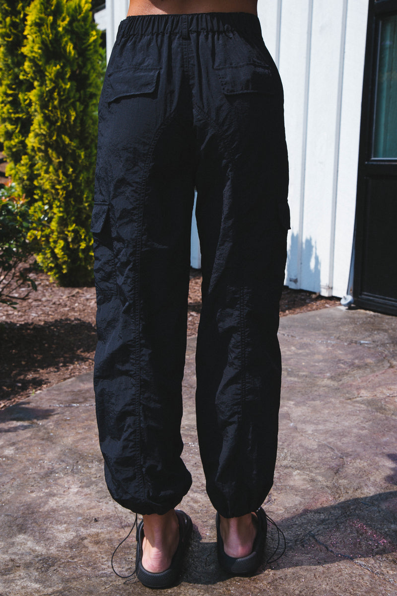 Nylon Monogram Parachute Trousers Black