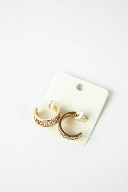 Wide & Linked Pave Crystal Hoops, Gold