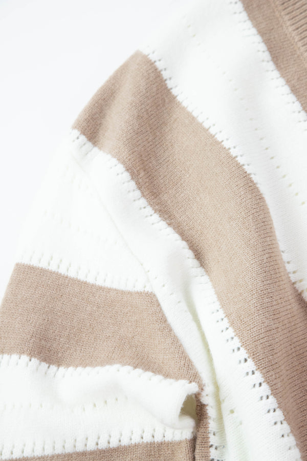 Tenley Pullover Striped Sweater, Taupe | Plus Size