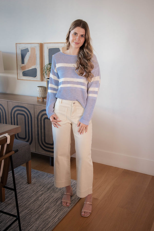 Sporty Striped Sweater, Sky Blue/Chalk | Sanctuary