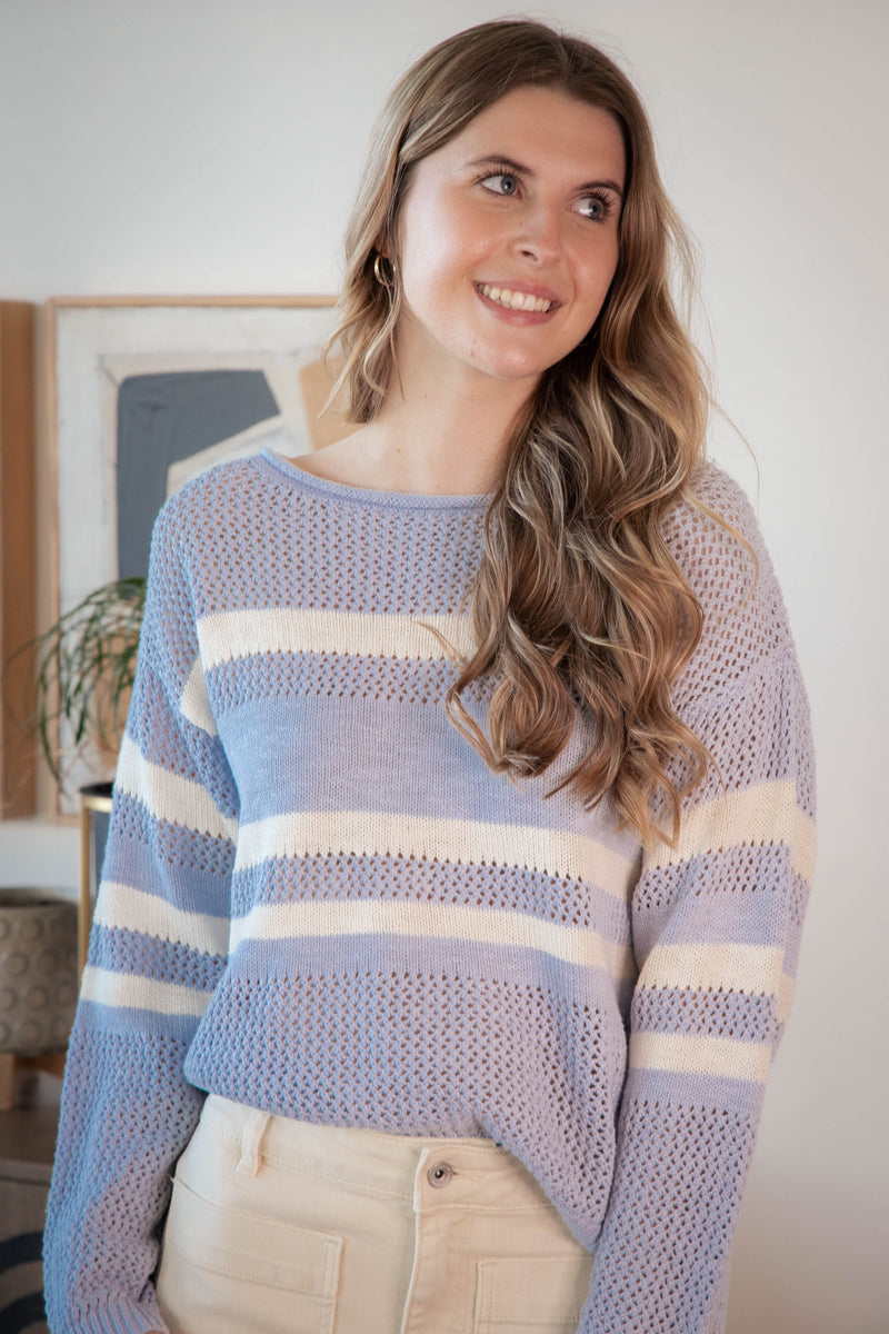 Sporty Striped Sweater, Sky Blue/Chalk | Sanctuary