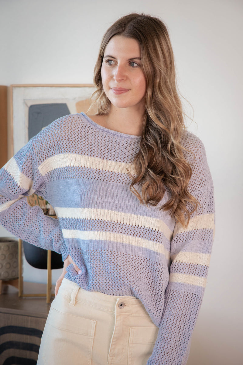 Sporty Striped Sweater, Sky Blue/Chalk | Sanctuary