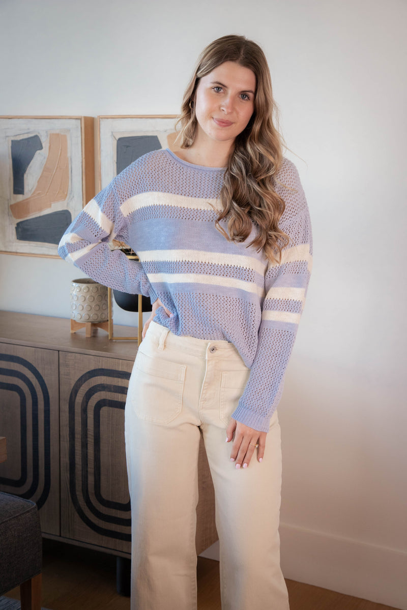 Sporty Striped Sweater, Sky Blue/Chalk | Sanctuary