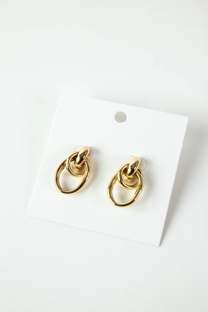 2 Circles Door Knocker Earrings, Gold