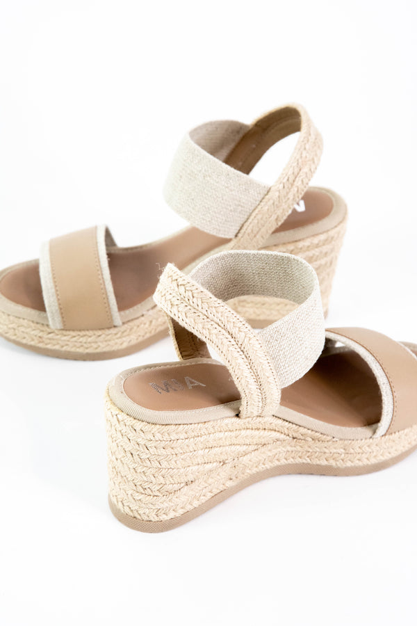 Bayle Raffia Wedge Sandal, Natural