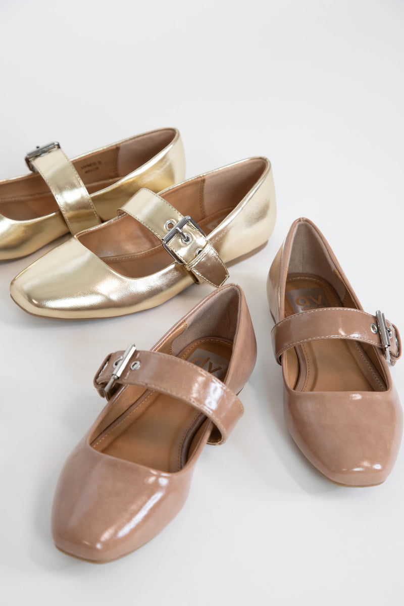 Mellie Buckle Mary Jane Flat, Gold | DV by Dolce Vita