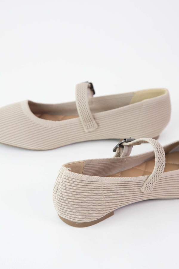 Brita Mary Jane Ballet Flat, Oatmeal Knit