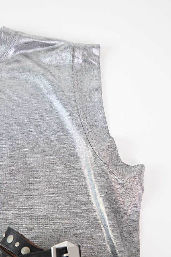 Rossin Knit Muscle Tee, Silver | Velvet Heart