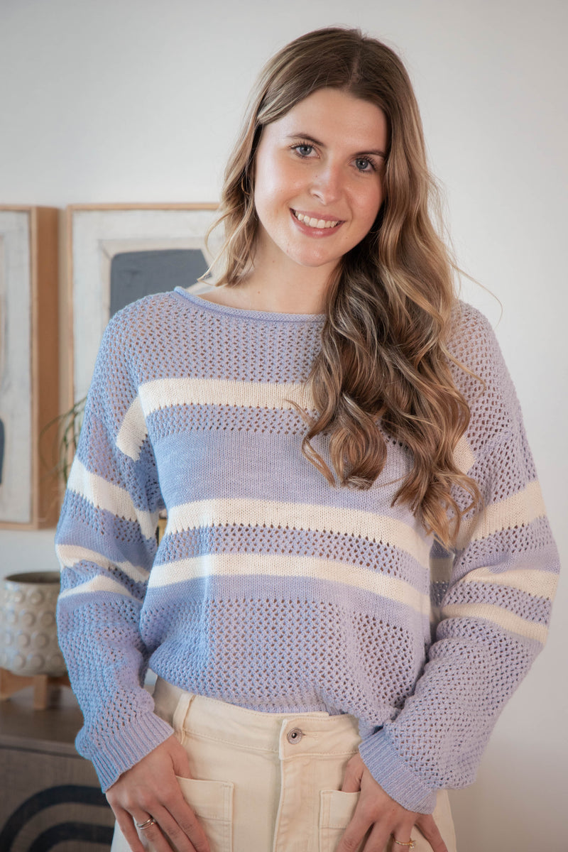 Sporty Striped Sweater, Sky Blue/Chalk | Sanctuary