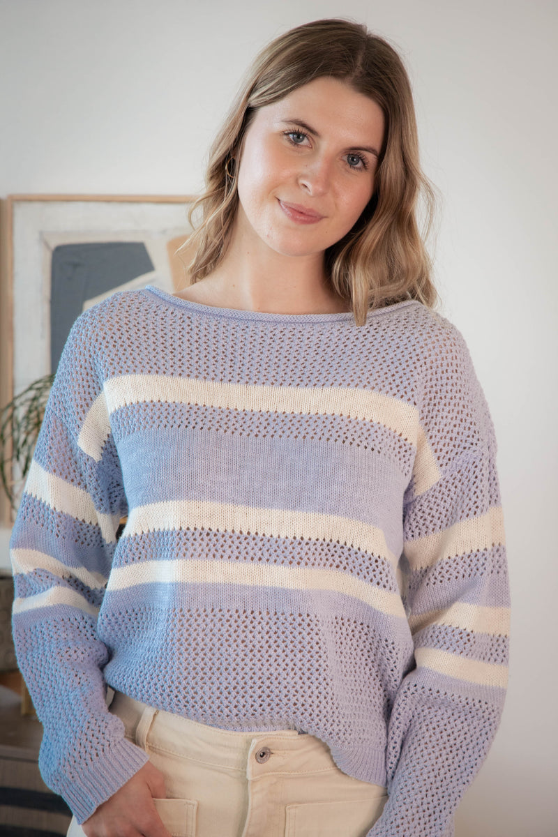 Sporty Striped Sweater, Sky Blue/Chalk | Sanctuary