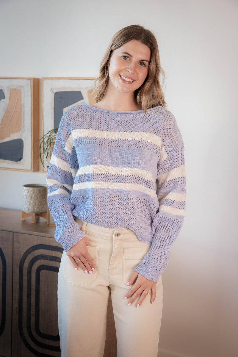 Sporty Striped Sweater, Sky Blue/Chalk | Sanctuary