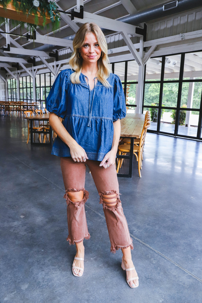 Braelyn Distressed Jeans, Espresso