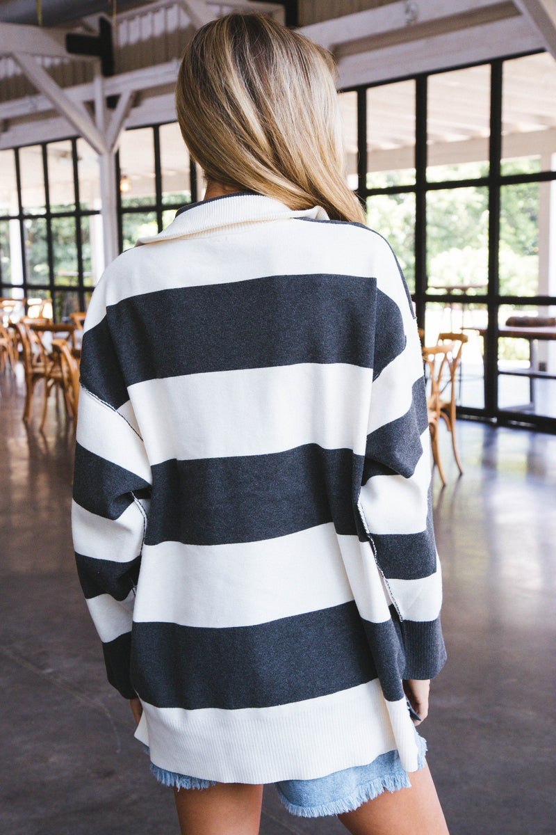 Coastal Stripe Pullover, Carbon Champagne | Free People