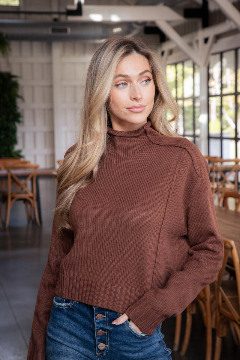 Lanie Reverse Seam Sweater, Chestnut